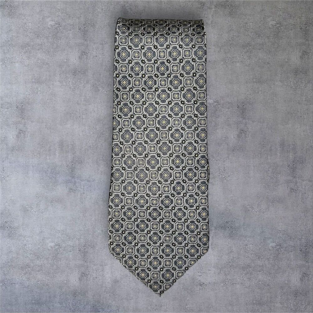 CM gold‎ Series Men's Gold Geometric Silk Tie Classic Length
